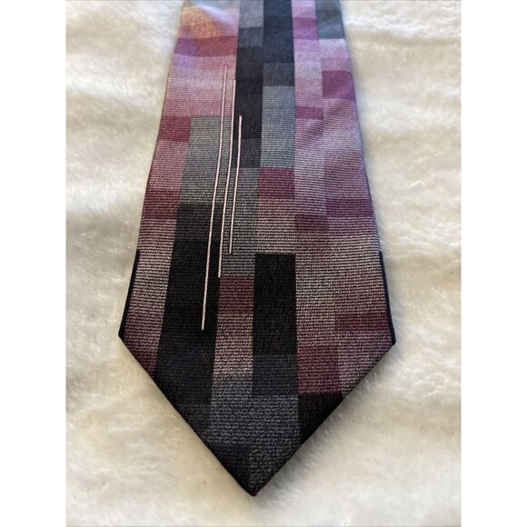 Covington Mens Necktie Handmade 100% Silk Stain‎ Resistant Geometric Classic Tie - Picture 3 of 8